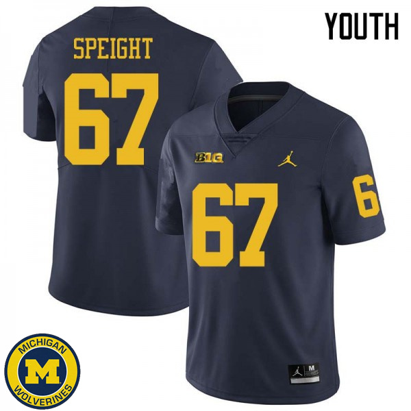 Youth Michigan Wolverines #67 Jess Speight Navy Jordan Brand Official Game Jersey